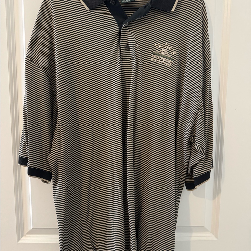 Presidio Golf Course San Francisco Striped Black and White Polo Shirt